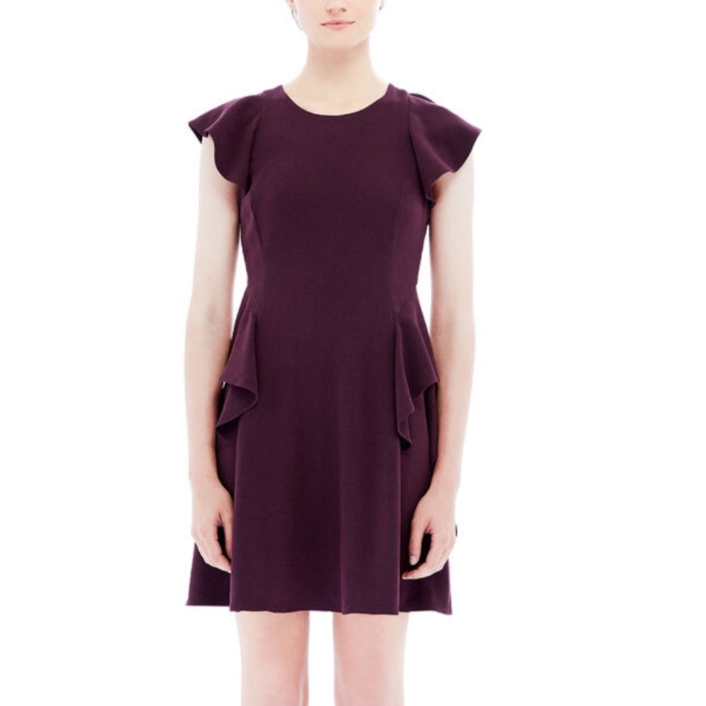 NWOT Rebecca Taylor Short Sleeve Crepe Ruffle Dress
